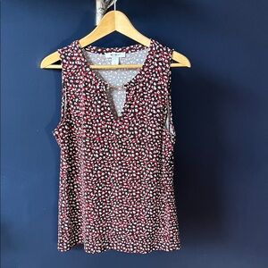 Floral Sleeveless Top - Black and Red